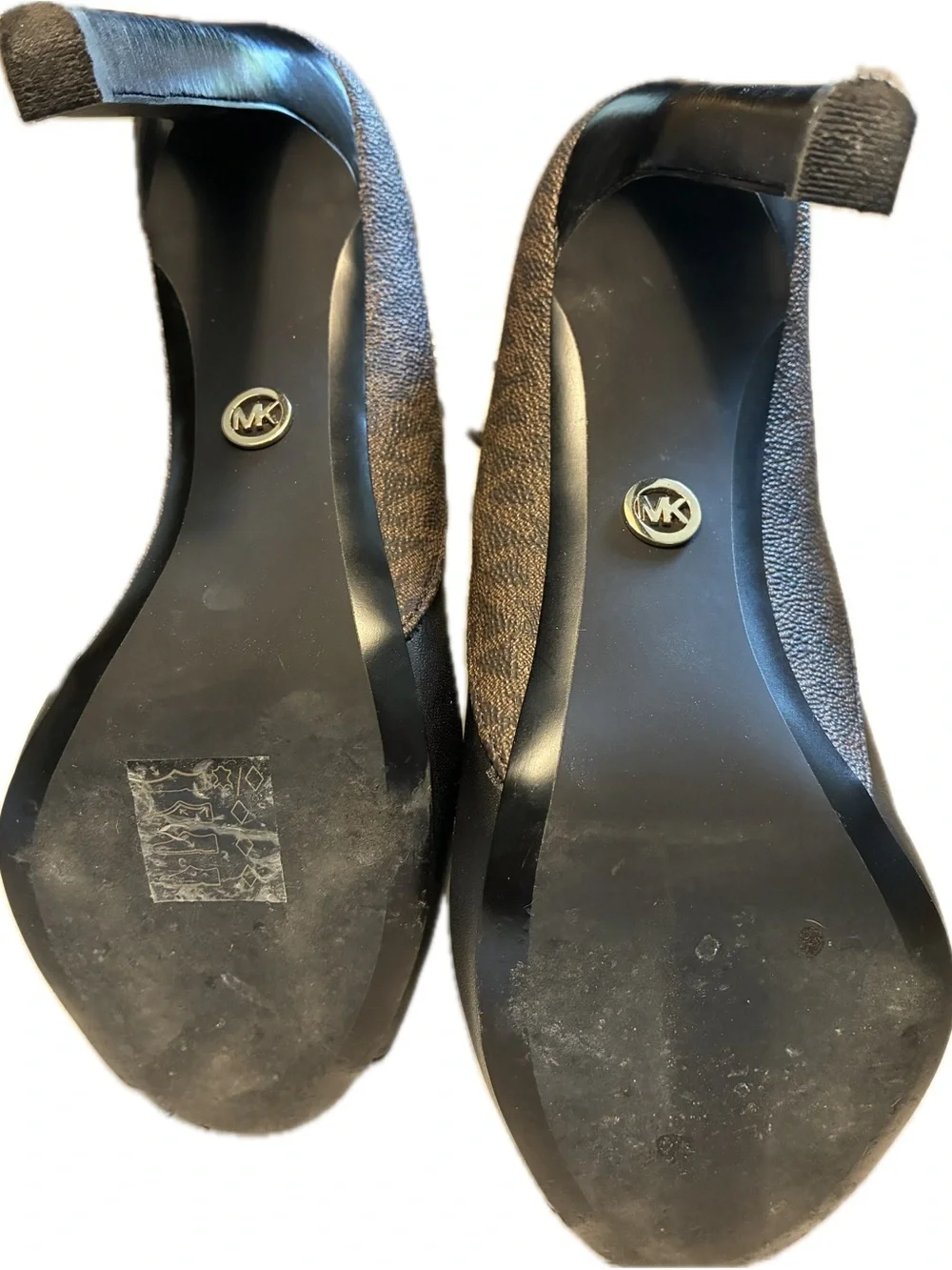 Michael Kors Black and Brown Leather Ankle Booties with Buckle Strap
